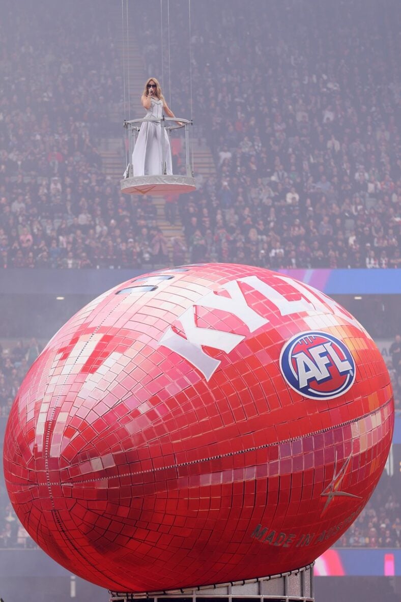Kylie Minogue performs at the 2026 AFL Grand Final.
