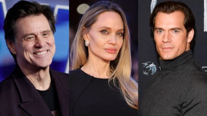 Composite of Jim Carrey, Angelina Jolie, and Henry Cavill