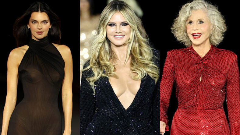 Composite photo of Kendall Jenner, Heidi Klum, and Jane Fonda.