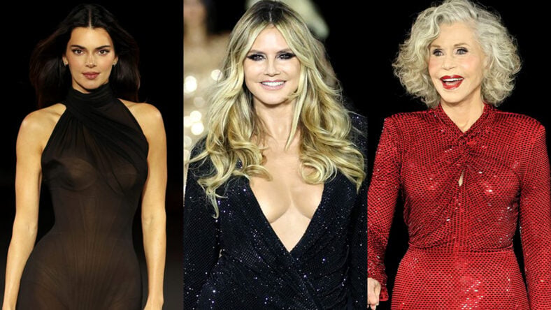 Composite photo of Kendall Jenner, Heidi Klum, and Jane Fonda.