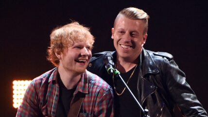 Macklemore and Ed Sheeran on stage together