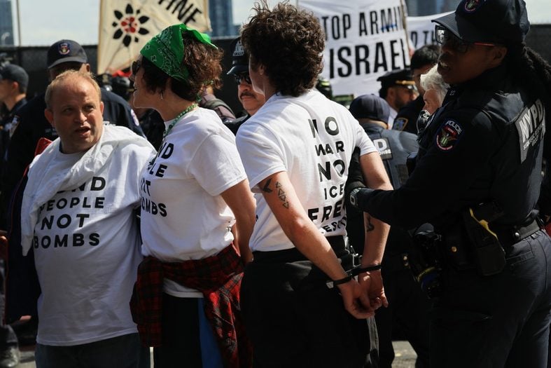 Protestors at the UN