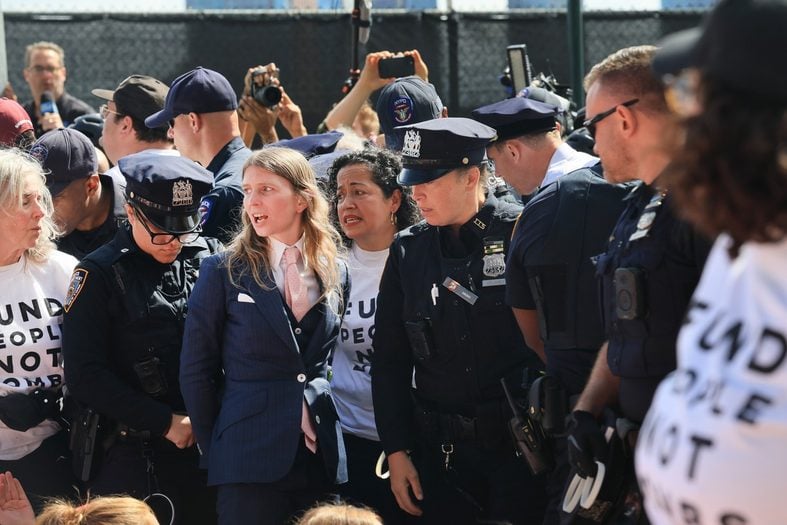 Protestors at the UN