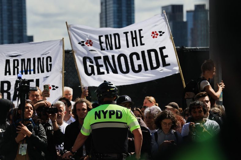 Protestors at the UN