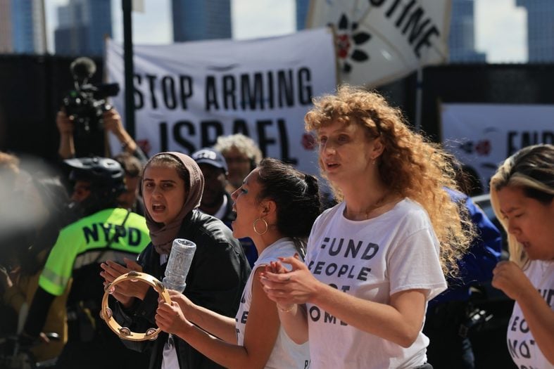Protestors at the UN