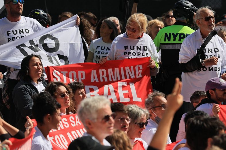 Protestors at the UN