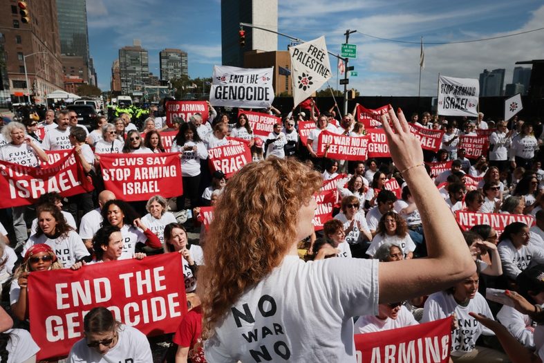 Protestors at the UN