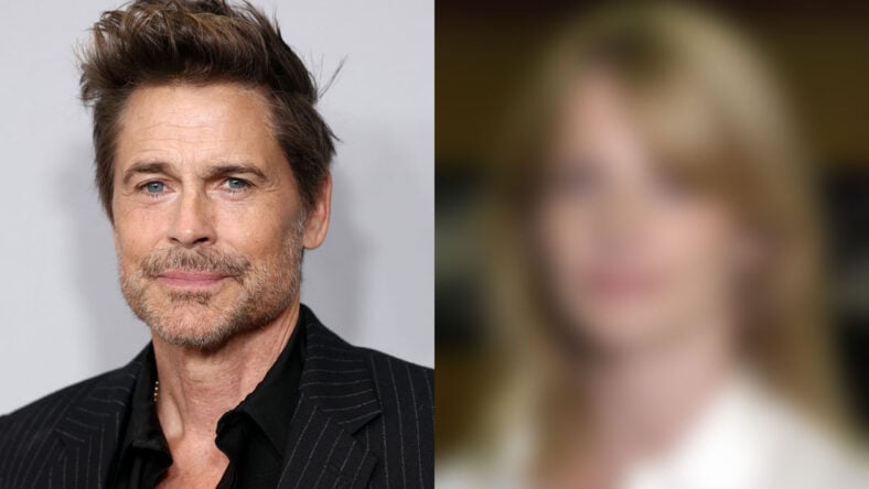 Rob Lowe stock image with a blurred out image of his answer