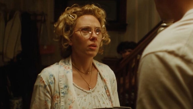 Scarlett Johansson in Paper Tiger still from trailer.