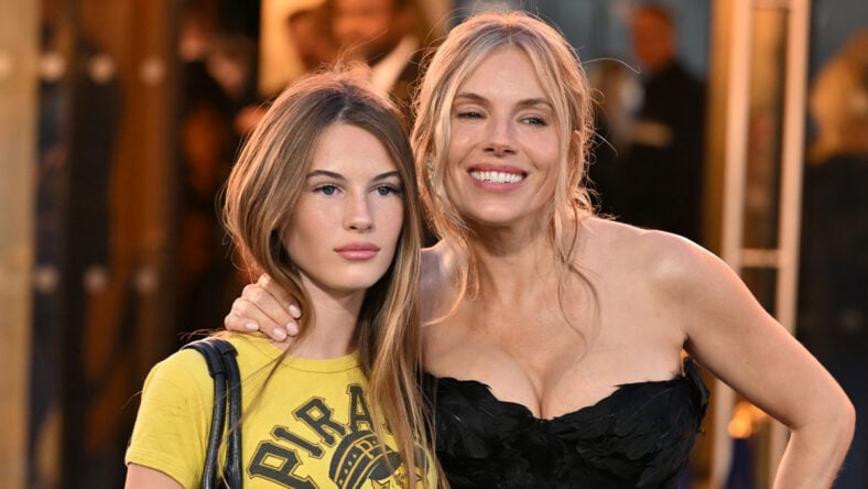 Sienna Miller and her daughter Marlowe at the War premiere on September 16 in London, England