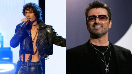 Sombr wears George Michael leather jacket
