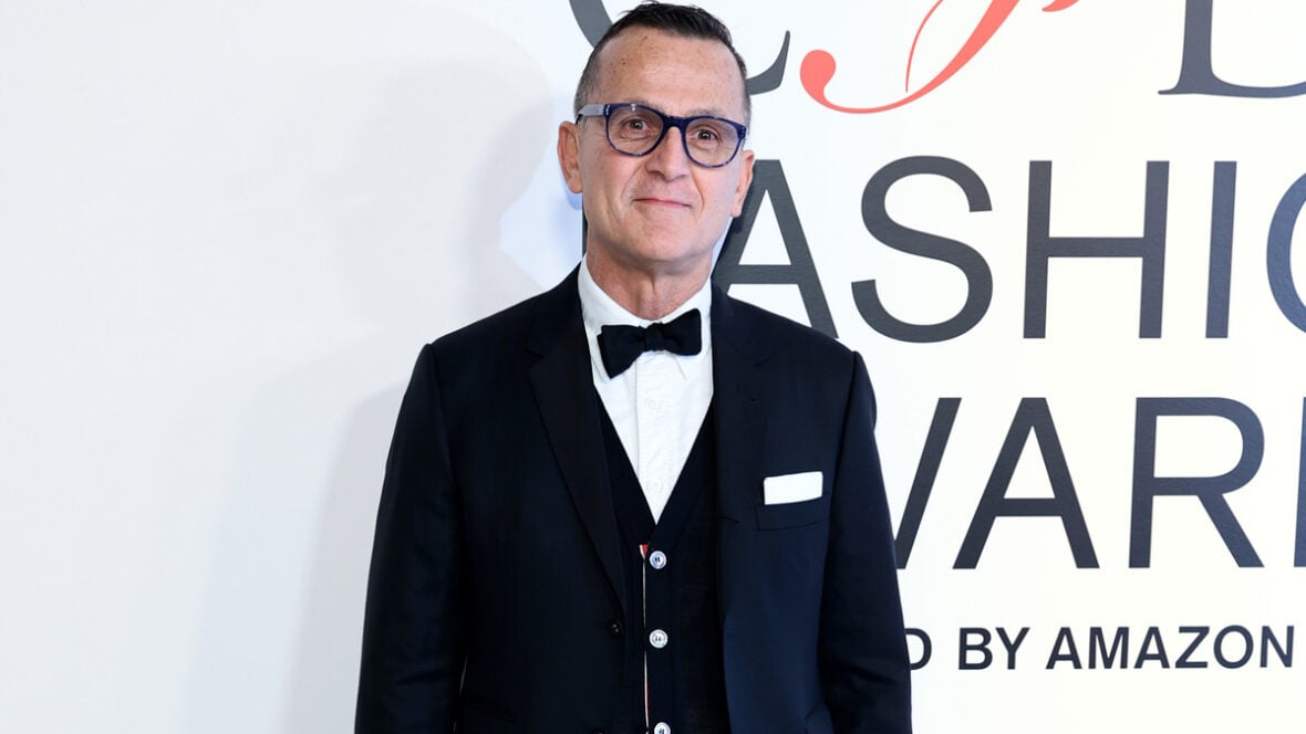Steven Kolb in a black suit and bow tie at a CFDA event.