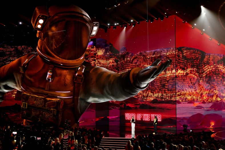 Taylor Swift speaks on stage at the 2026 MTV VMAs