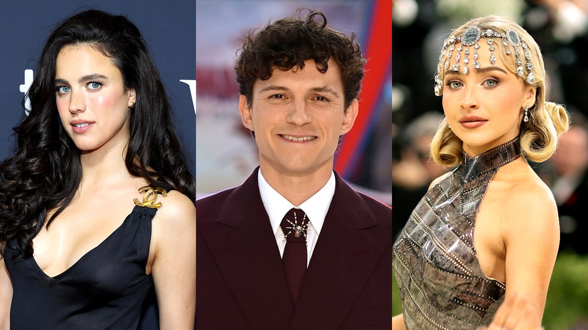 Margaret Qualley, Tom Holland, and Sabrina Carpenter composite
