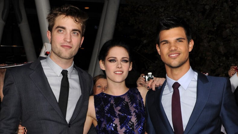 Robert Pattinson, Kristen Stewart, and Taylor Lautner attend the premiere of "The Twilight Saga: Breaking Dawn - Part 1" premiere