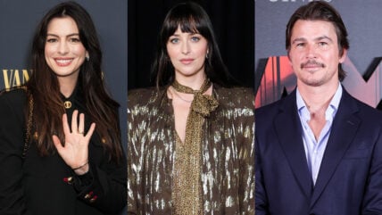 Side by side of Anne Hathaway, Dakota Johnson, and Josh Hartnett