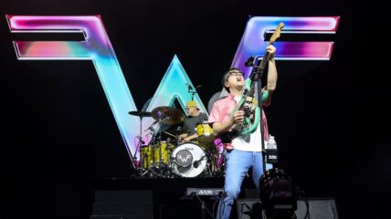 Patrick Wilson and Rivers Cuomo of Weezer perform at the Mojave Tent during Coachella 2025