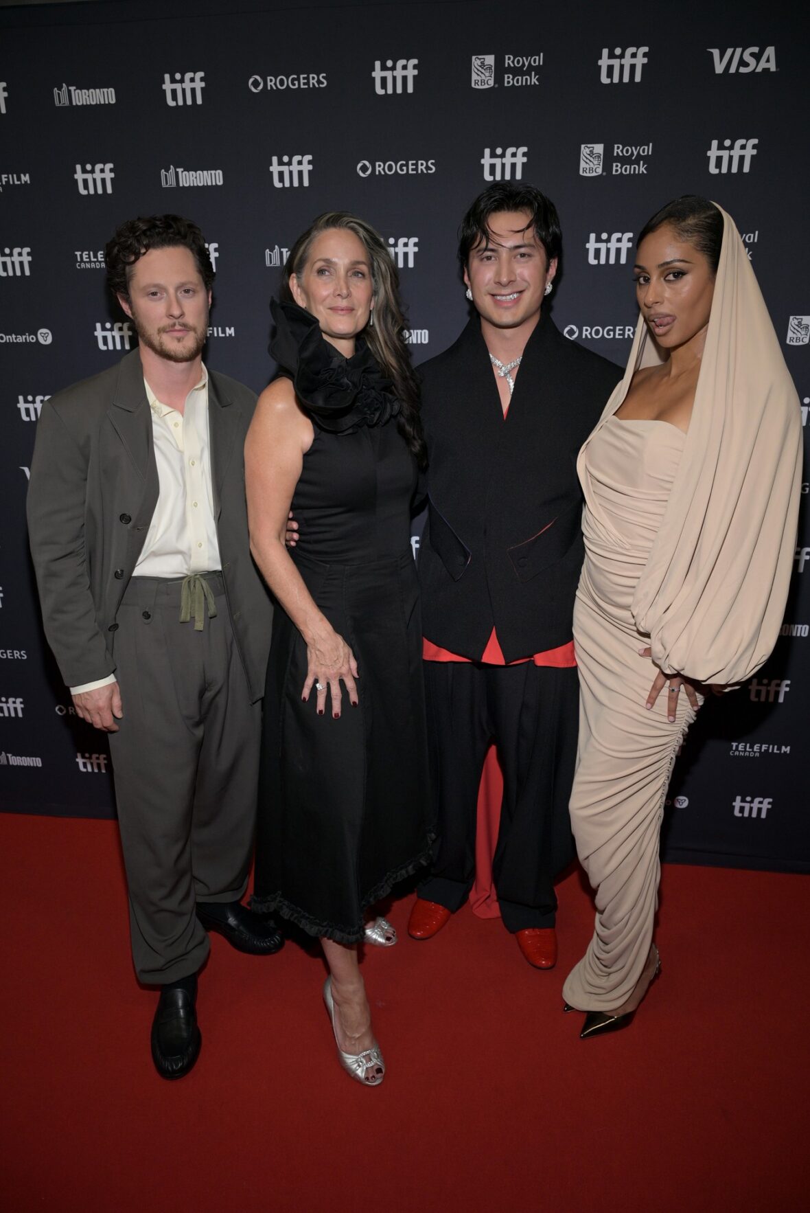 Noah Reid, Carrie-Anne Moss, Hudson Williams and Clark Backo attend TIFF premiere of their series Yaga