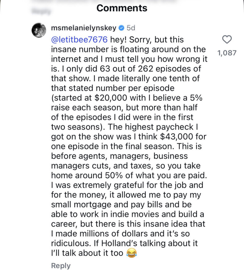 Melanie Lynskey leaves comment about her Two and a Half Men salary