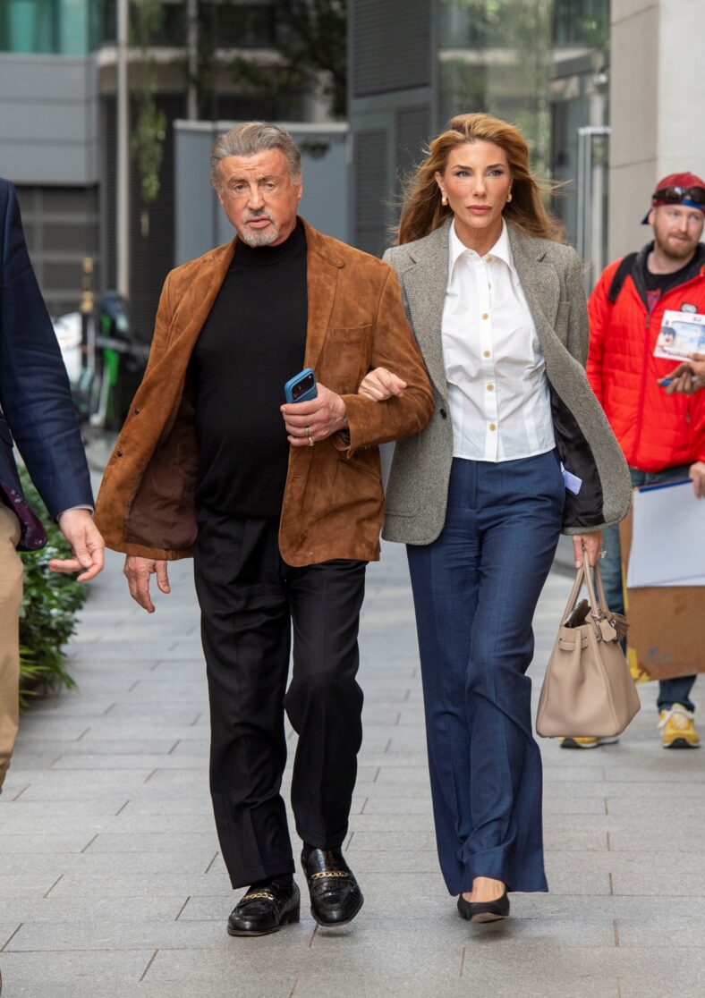 Sylvester Stallone stepped out in London with his wife Jennifer Flavin on Thursday.