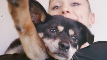Ariana Grande and her dog Coco in a selfie