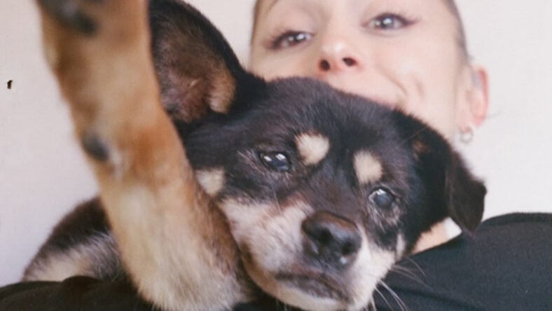 Ariana Grande and her dog Coco in a selfie