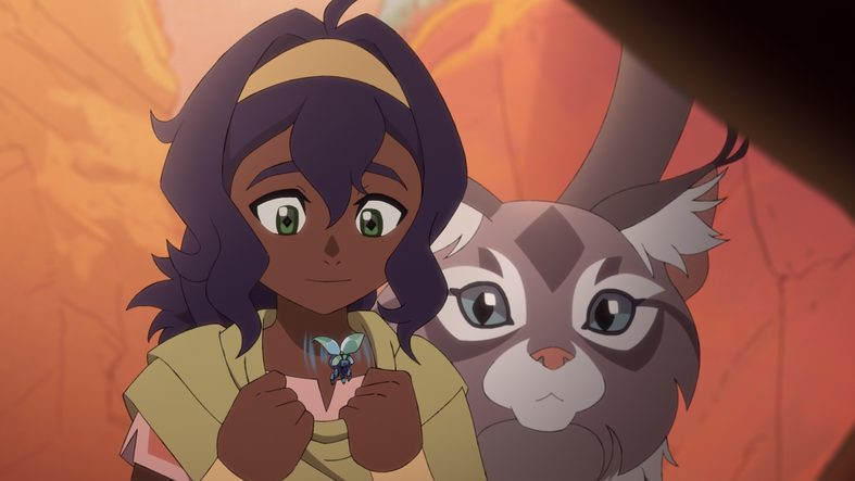 Saheli Khan as Pavi and Dee Bradley Baker as Geet in Avatar: Seven Havens, episode 1, season 1