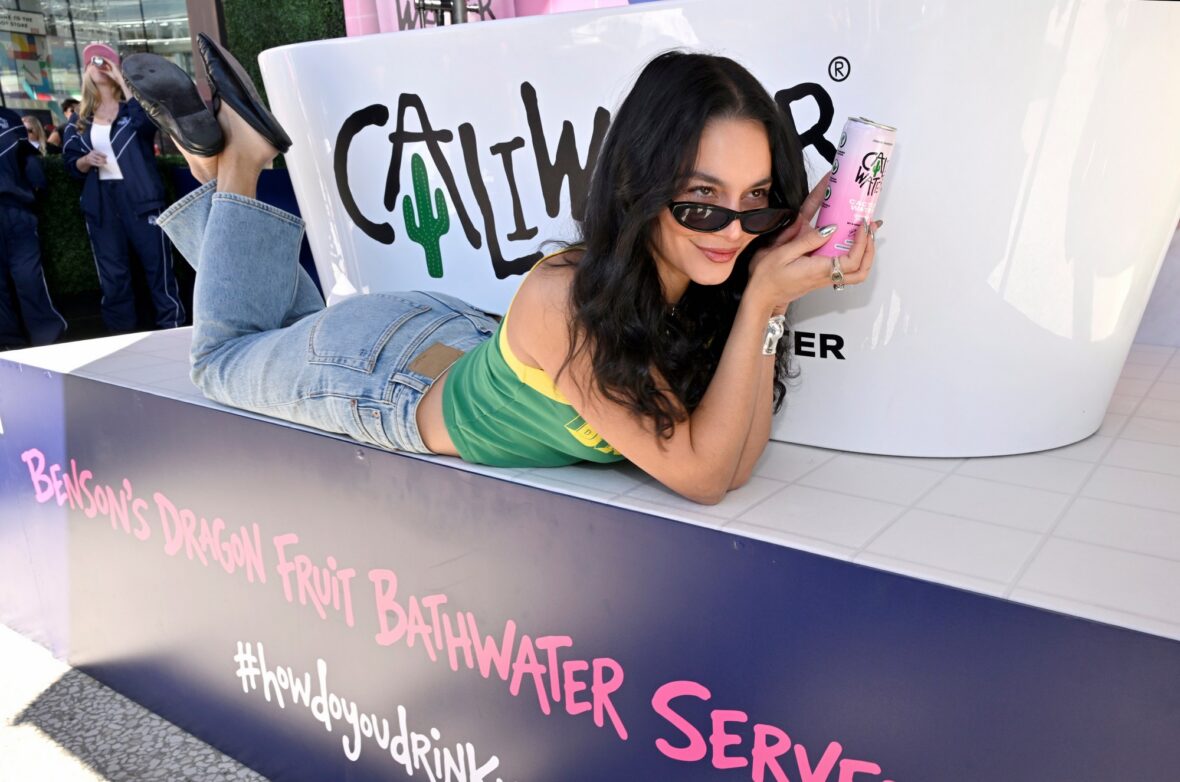 Caliwater event at Century City mall with Benson Boone and Vanessa Hudgens