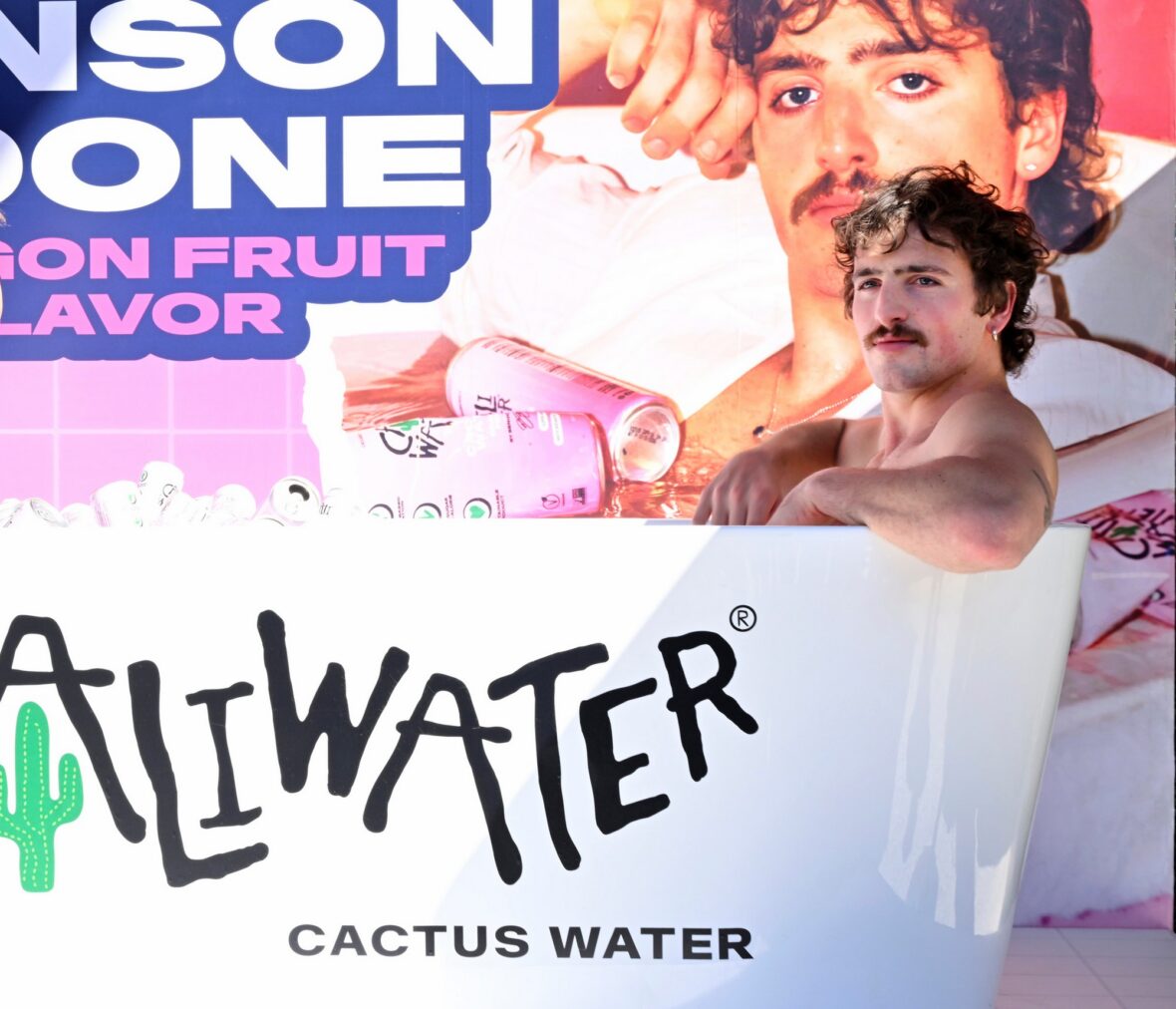 Caliwater event at Century City mall with Benson Boone and Vanessa Hudgens