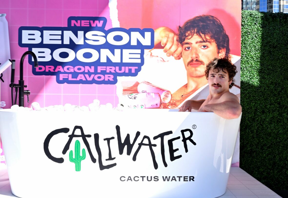 Caliwater event at Century City mall with Benson Boone and Vanessa Hudgens
