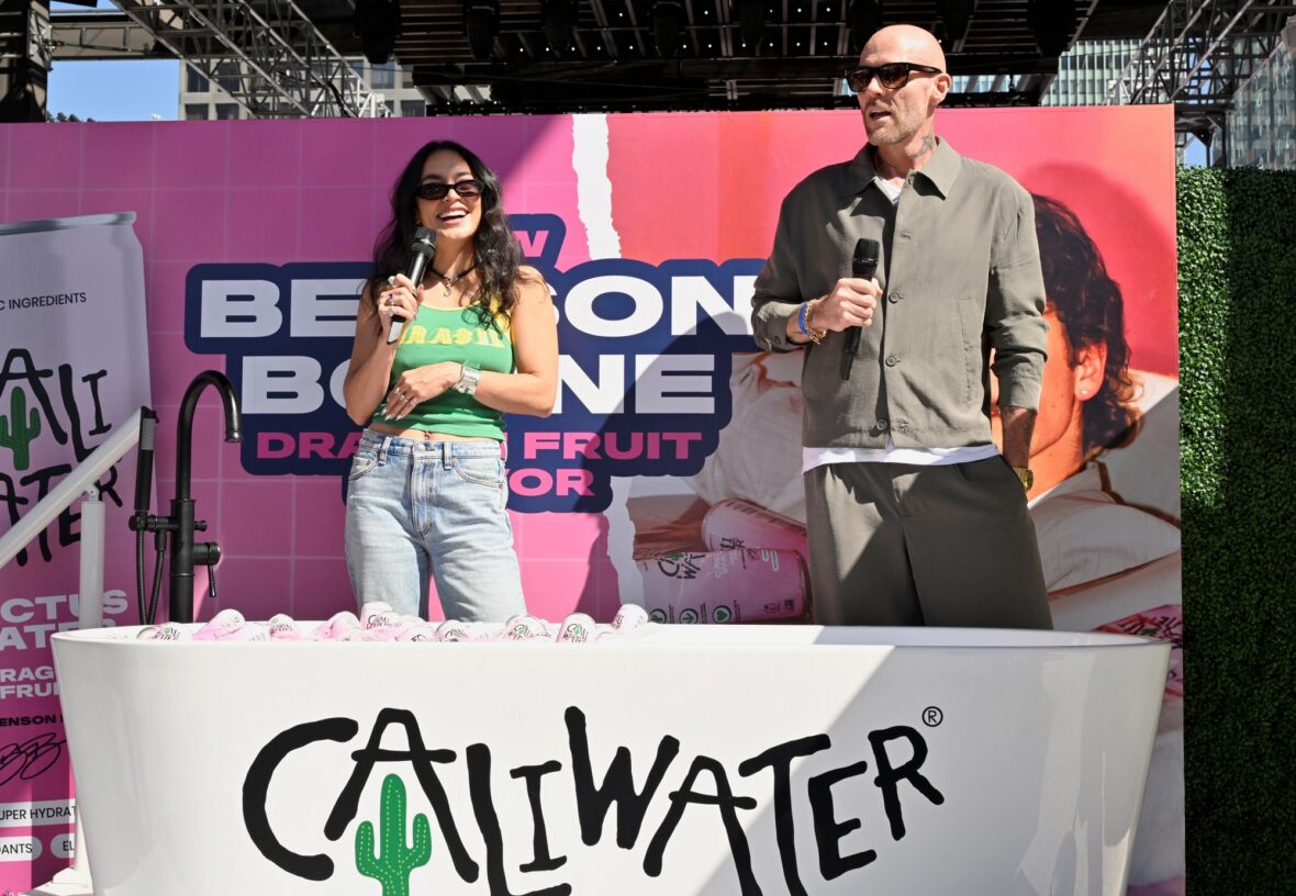 Caliwater event at Century City mall with Benson Boone and Vanessa Hudgens