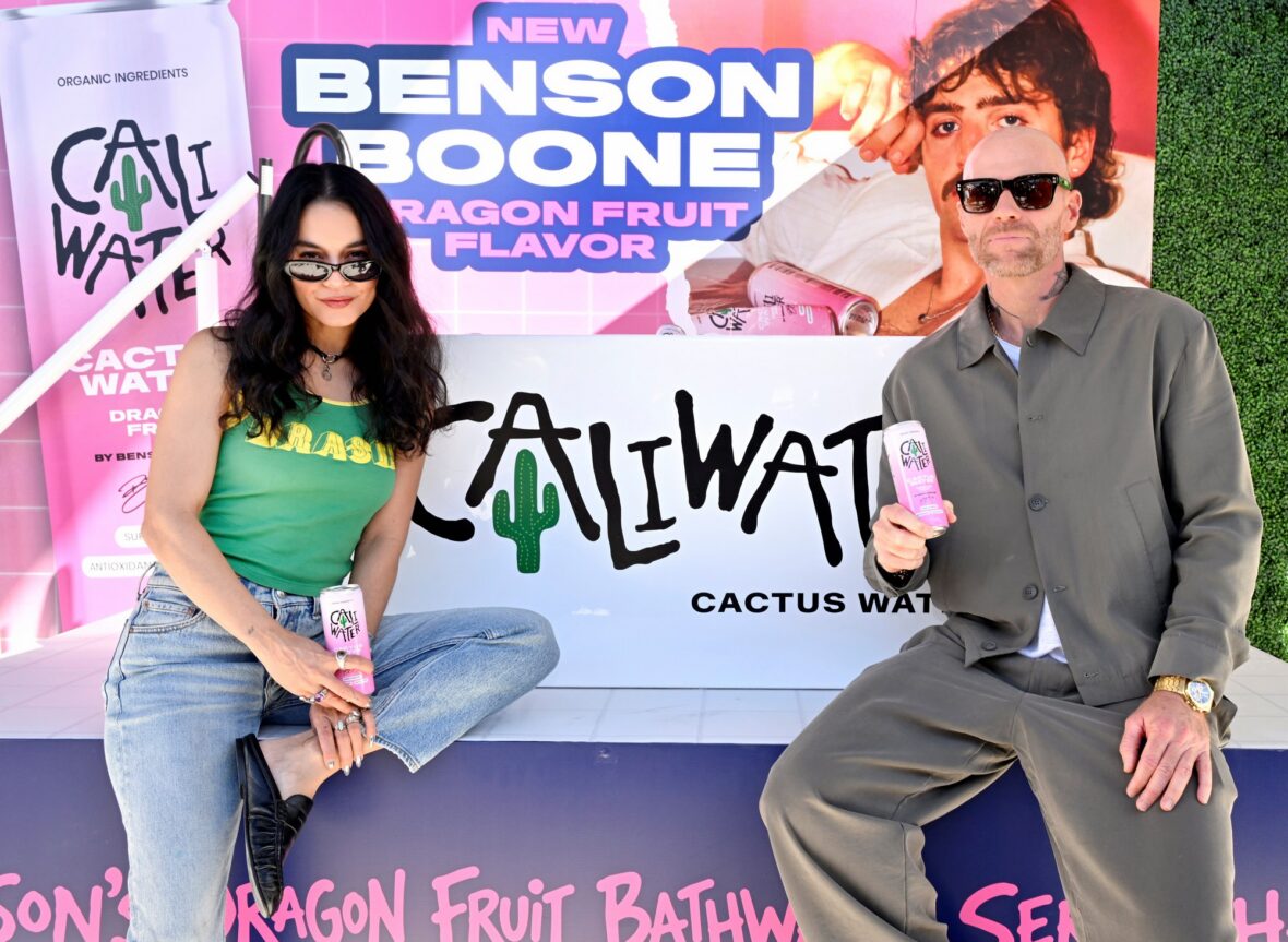 Caliwater event at Century City mall with Benson Boone and Vanessa Hudgens