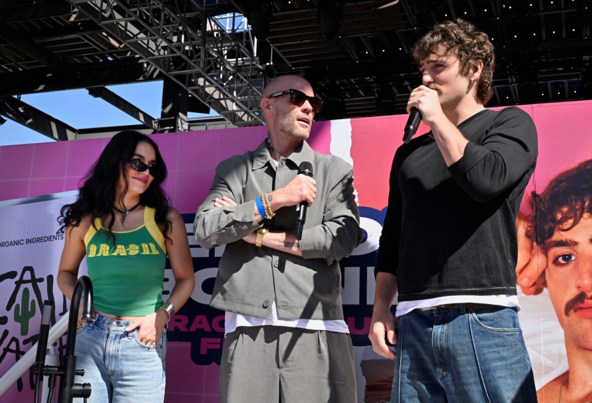 Caliwater event at Century City mall with Benson Boone and Vanessa Hudgens