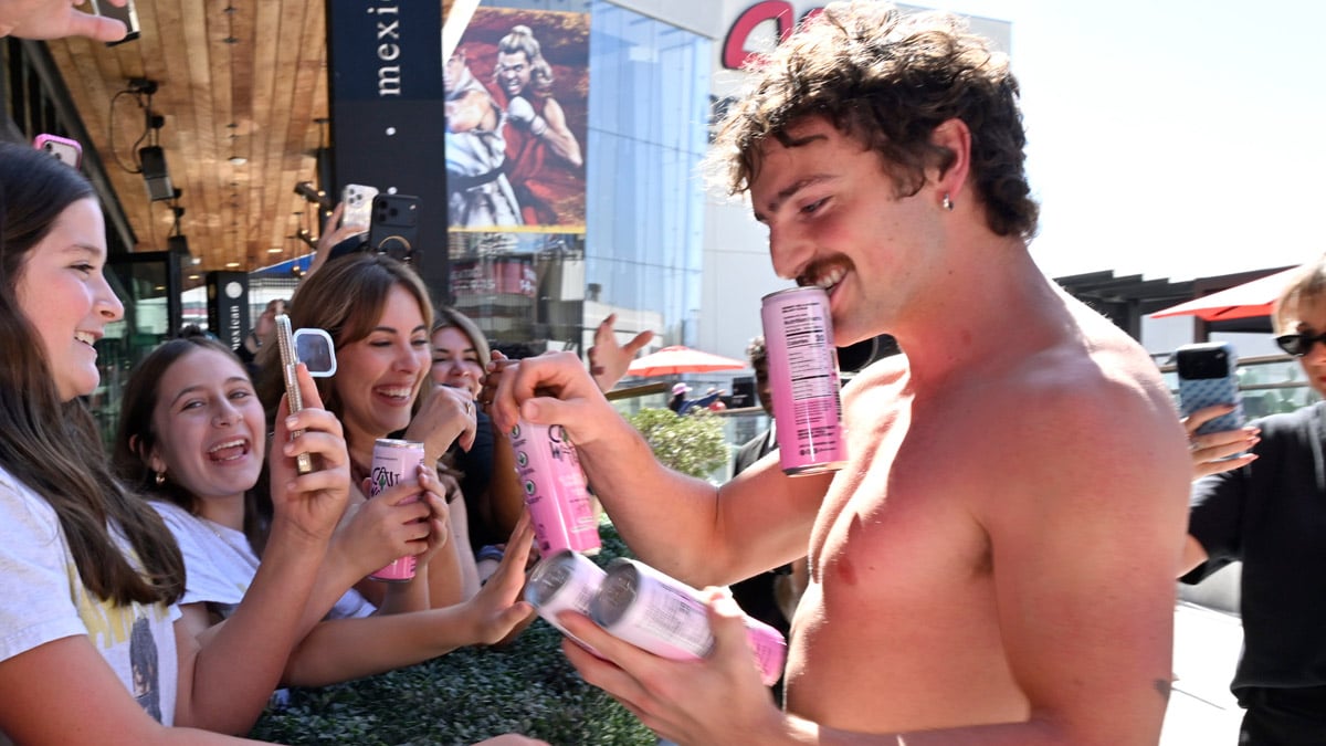 Benson Boone Goes Shirtless to Hand Out His Curated Caliwater Flavor to Fans at L.A. Event