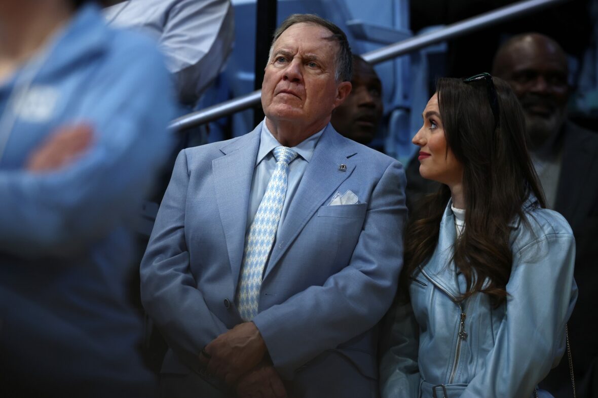 Bill Belichick and Jordon Hudson file photos