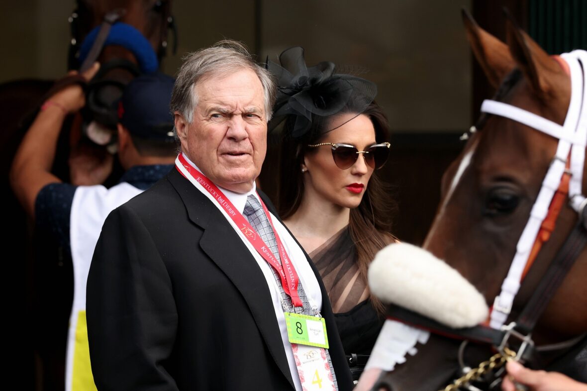 Bill Belichick and Jordon Hudson file photos