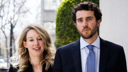 ormer Theranos CEO Elizabeth Holmes alongside her boyfriend Billy Evans, leaves a hearing at the Robert E. Peckham U.S. Courthouse on March 17, 2023 in San Jose, California.