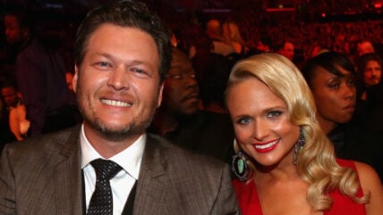 Miranda Lambert and Blake Shelton stock image at an awards show in 2014