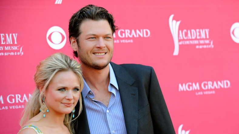 Miranda Lambert and Blake Shelton stock image at an awards show in 2008