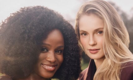 Masali Baduza and Hannah Dodd in a glamor shot for "Bridgerton" season five