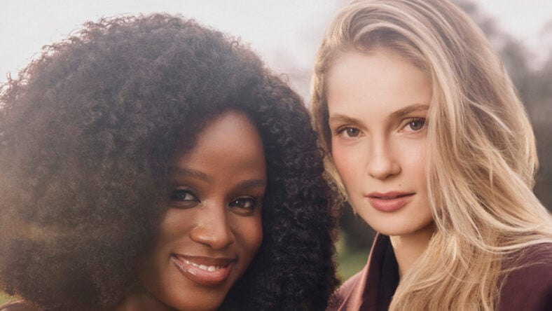 Masali Baduza and Hannah Dodd in a glamor shot for "Bridgerton" season five