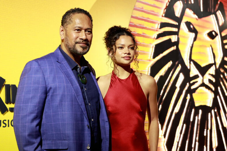 Catherine Laga'aia and her father Jay Laga'aia at Lion King premiere.