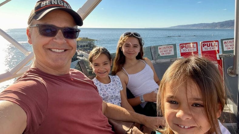 Chad Lowe with his three children on a boat