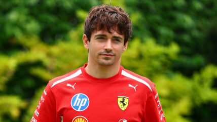 Charles Leclerc arrives in the paddock for previews at the Singapore Grand Prix