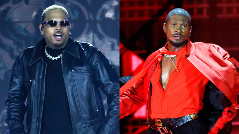 Chris Brown and Usher performing at their concert