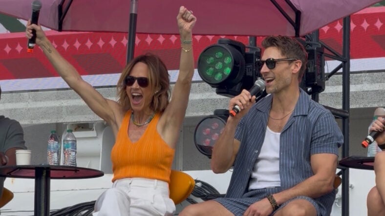 Nikki DeLoach and Andrew Walker on a panel on Hallmark Christmas Cruise