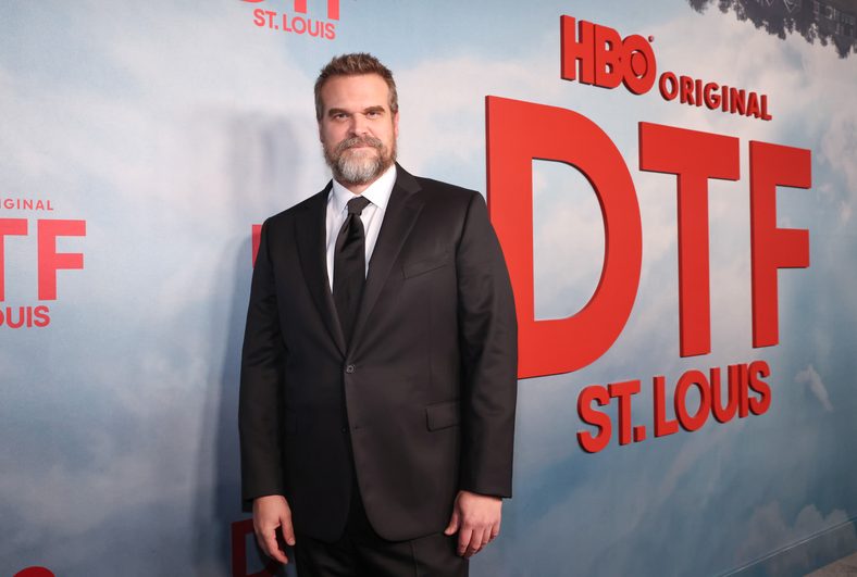 David Harbour attends the Los Angeles Red Carpet Premiere of HBO Original Limited Series DTF ST. LOUIS at DGA Theatre on February 24, 2026