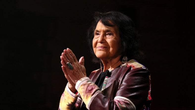 Dolores Huerta black background