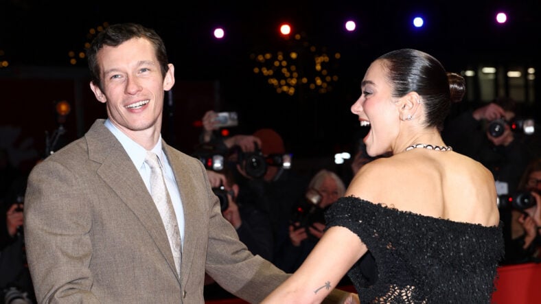Callum Turner and Dua Lipa attend the "Rosebush Pruning" premiere during the 76th Berlinale International Film Festival Berlin at Berlinale Palast on February 14, 2026 in Berlin, Germany
