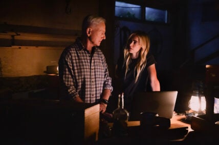 Coverage of the CBS Original Series NCIS: Origins, scheduled to air on the CBS Television Network. Pictured: Mark Harmon as Leroy Jethro Gibbs, Emily Wickersham as Eleanor “Ellie” Bishop.